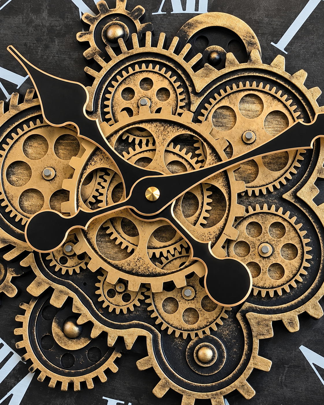 Elite Hour Luxury Designer Silent Movement Wall Clock With Moving Gear Mechanism (Steel Body)