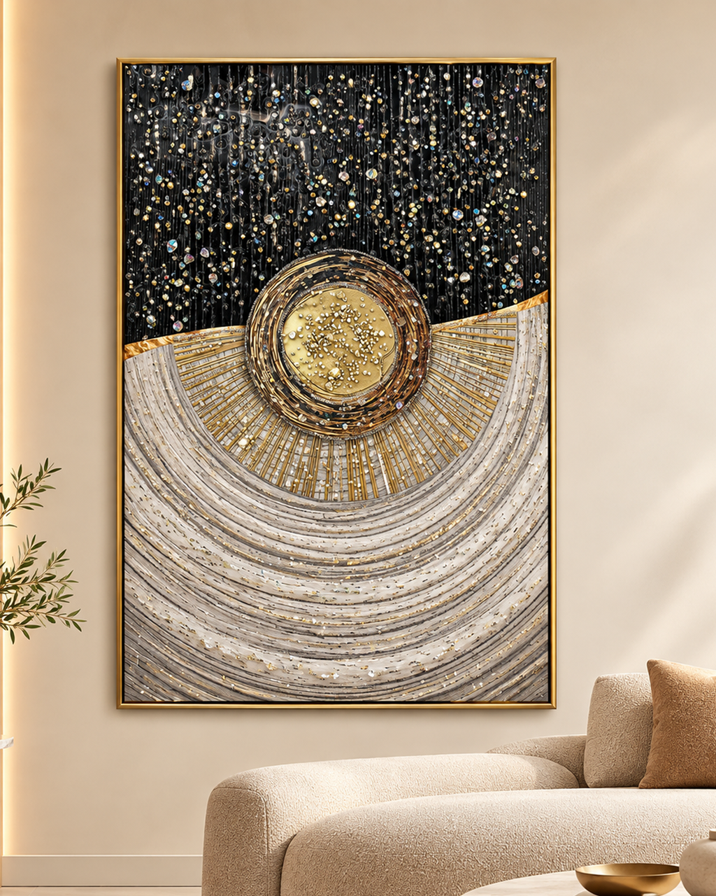 Luminous Orb Crystal Glass Painting