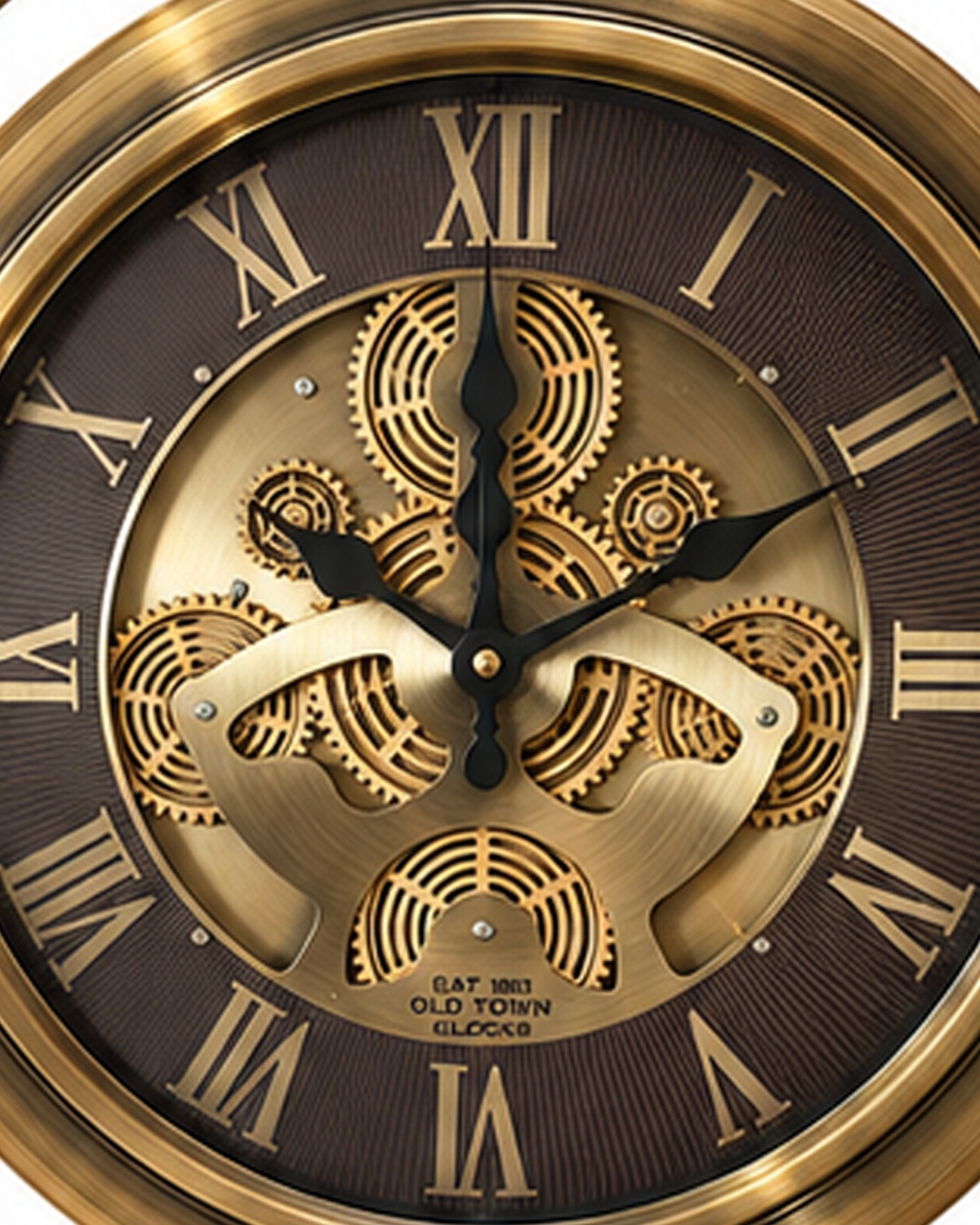 Lunar Timekeeper Luxury Designer Silent Movement Standing Clock With Moving Gear Mechanism (Steel Body)
