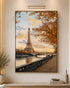 Eiffel Tower at Sunset Embossed Wall Painting for Home & Item for Wall Decoration ( 35.5 x 23.5 Inches )