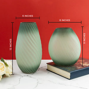 The Emerald Rainforest Handblown Glass Decorative Vase - Set of 2