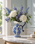 Floral Embrace Decorative Vase & Showpiece for Home & Item for Home Decoration (Blue Pottery)