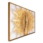 Golden Grace The Peacock in Motion 100% Hand Painted Wall Painting for Home