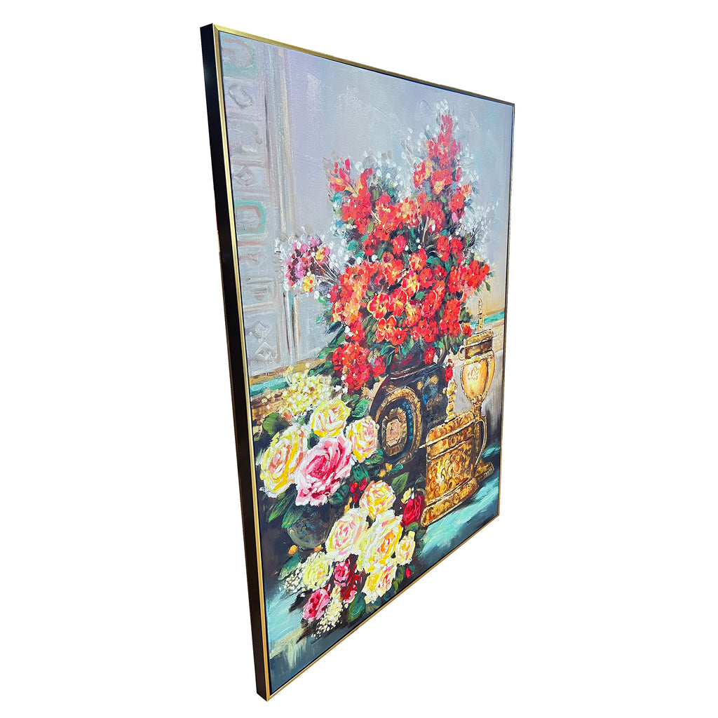Blossom and Glory 100% Hand Painted Wall Painting & Wall Decor Item (With outer Floater Frame)  (47x35.5 Inches)