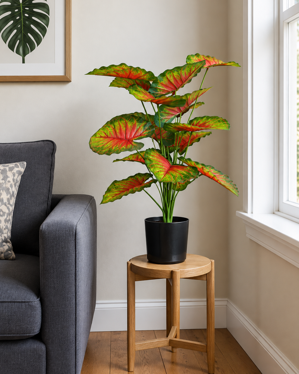 Caladium Garden Artificial Indoor Plant For Home ( 2.1 Feet ) (Natural Feel)