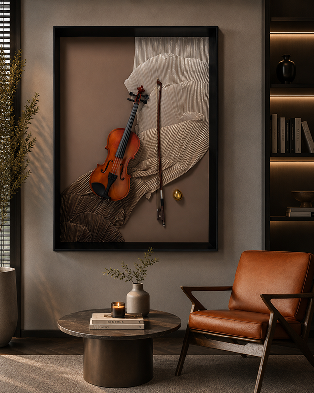 Musical Violin Pop Art Shadow Box