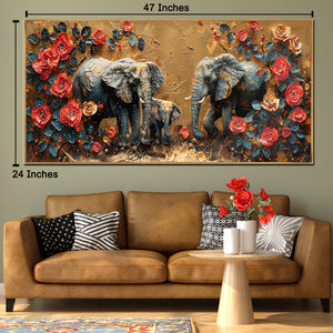 Elephant Garden Crystal Glass Decorative Wall painting Art