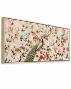 Peacock Meadow Hand painting for Home & Wall Decoration Item (With Outer Floater Frame) (59x19.5 Inches)