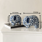 Royal Indigo Elephant Decorative Showpiece for Living Room (Blue Pottery)