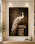 The Royal White Peacock Embossed Wall Painting for Home & Item for Wall Decoration ( 35.5 x 23.5 Inches )