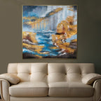 Dancing with Shadows Handpainted Art Wall Painting (With outer Floater Frame) (40 x 40 Inches)
