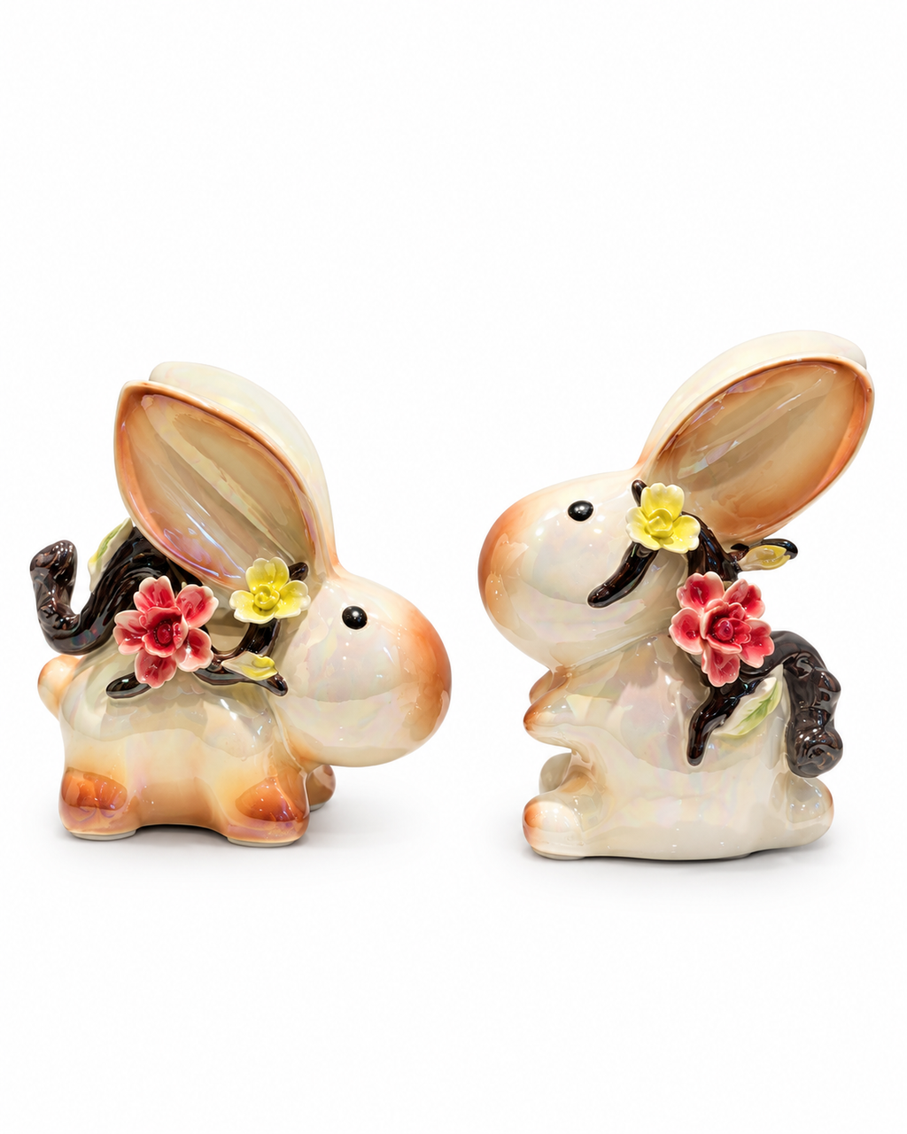 Blossom Bunny Home Decoration Showpiece - Brown