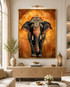 Elephant of Royal Grace Crystal Glass Art Wall Painting