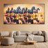 Seven White Running Horses at Sunrise Hand Wall Painting For Home (Comes With an Outer Floater Frame)