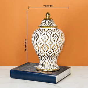 Golden Tranquility Ceramic Vase & Decorative Showpiece - Small