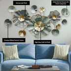 Aquatic Tranquility Metal Art Wall Decoration - Gold Foil Work