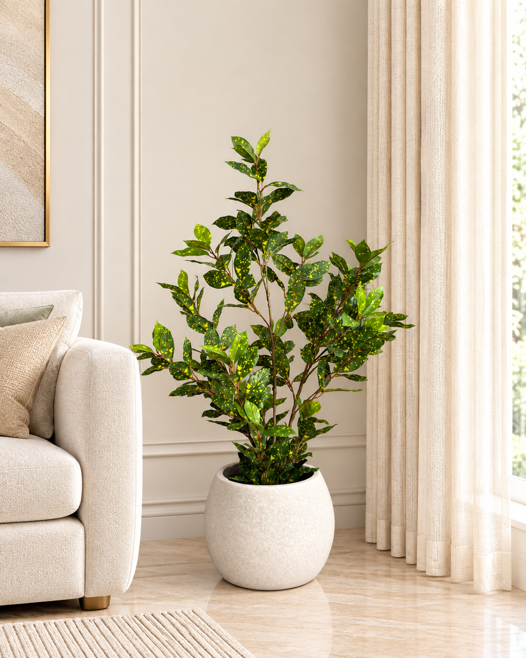Dappled Daphne Artificial Indoor Plant For Home ( Natural feel )  ( 2.9 Feet )