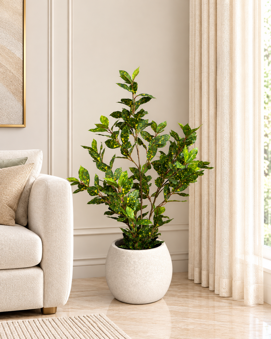 Dappled Daphne Artificial Indoor Plant For Home ( Natural feel )  ( 2.9 Feet )