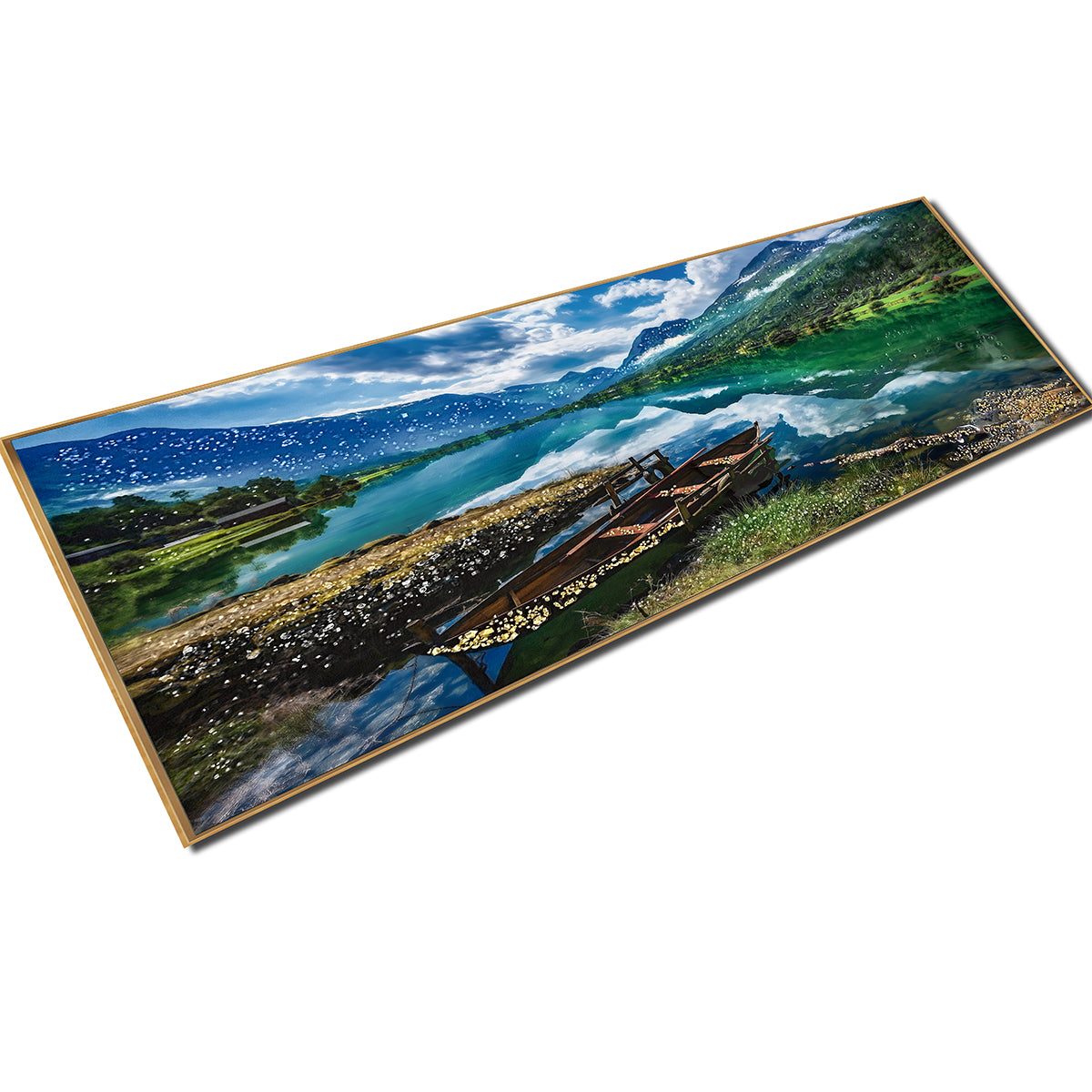Lakeside Horizon Crystal Glass Nature Painting & Wall Decoration Items
