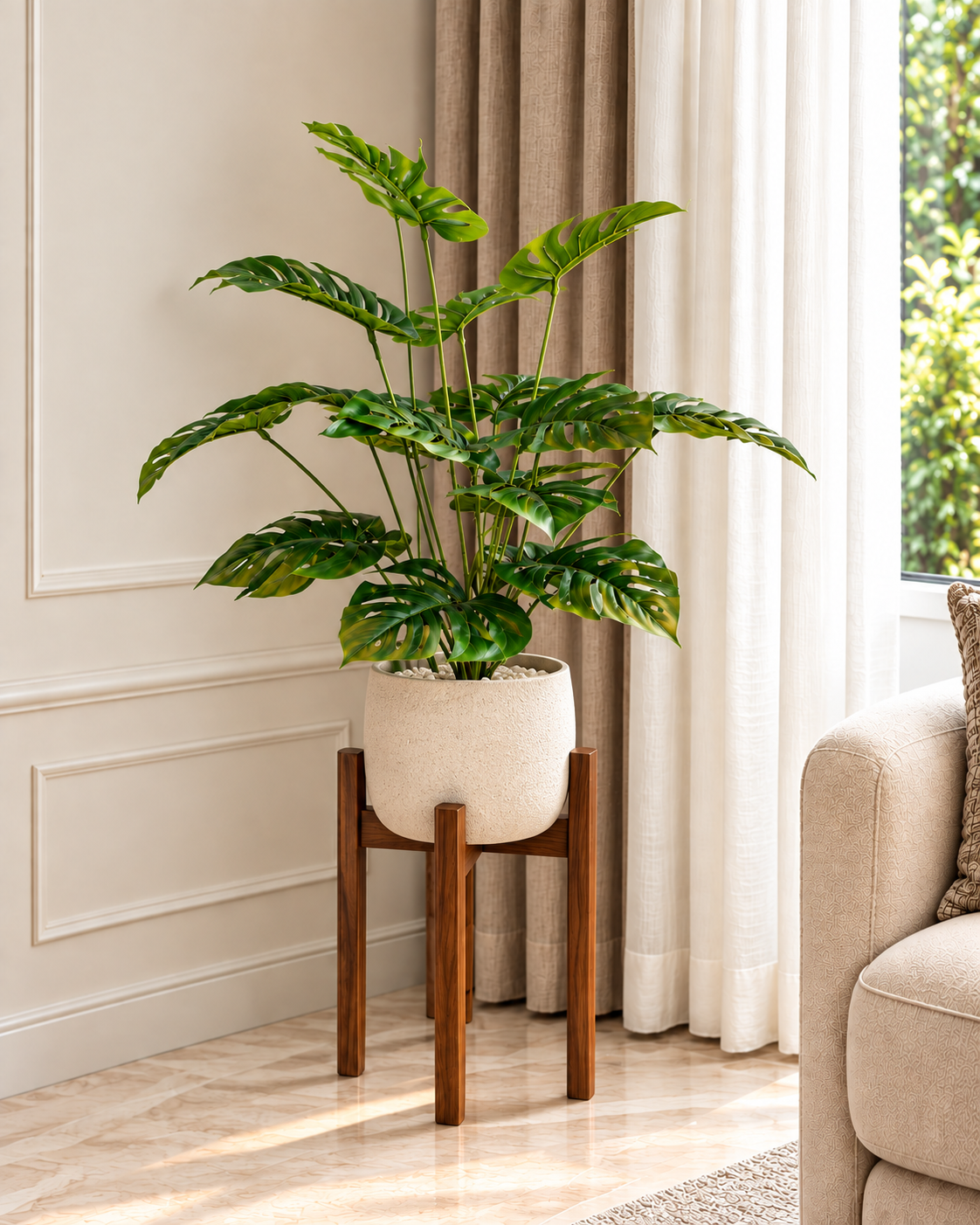 Tropical Monstera Artificial Indoor Plant For Home ( 2.1 Feet ) (Natural Feel)