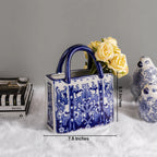 Botanical Tote Art Vase and Decorative Showpiece (Blue Pottery)