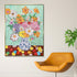 Charming Floral Haven 100% Hand Painted Wall Painting & Wall Decor Item (With outer Floater Frame)  (47x35.5 Inches)