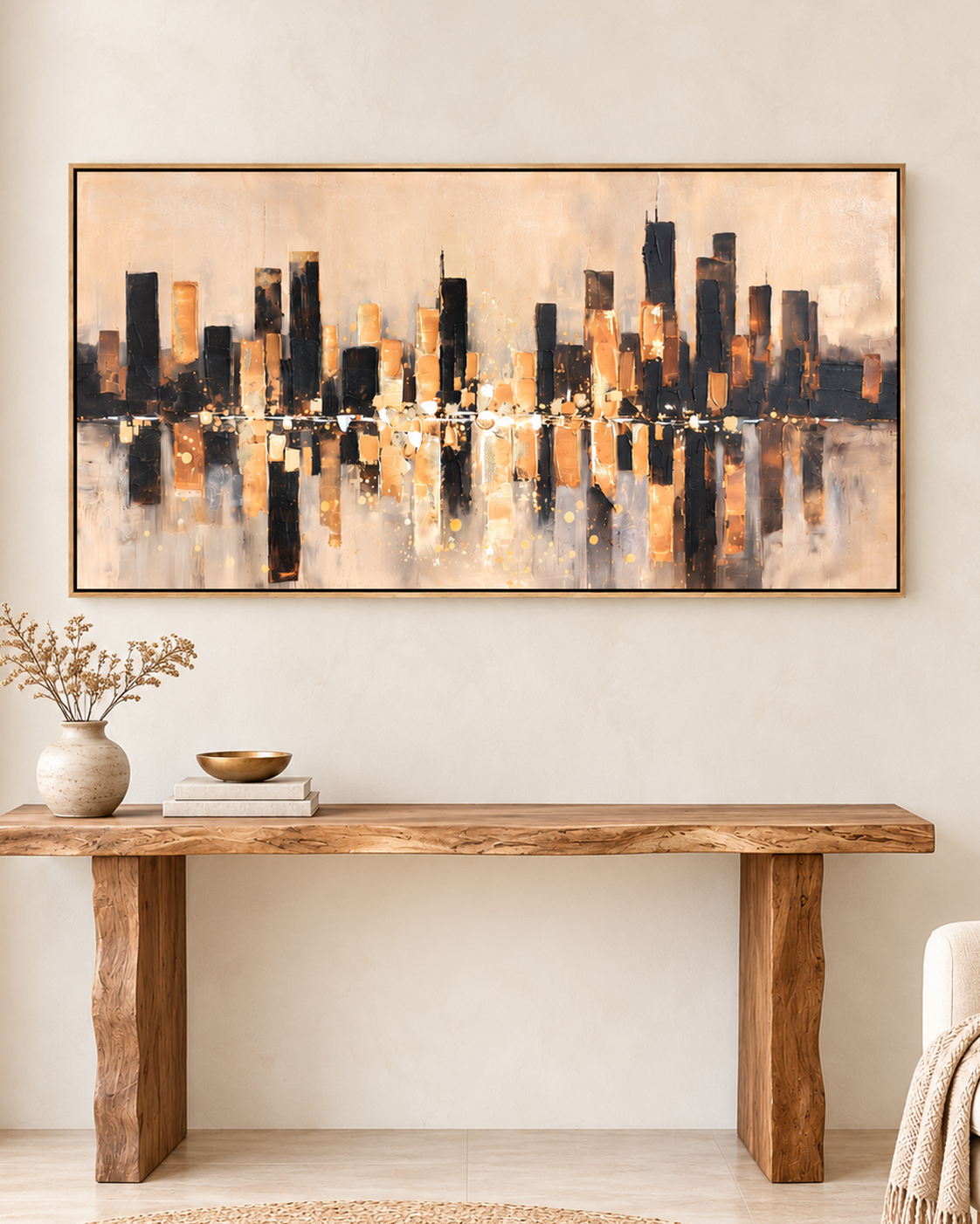 City of Dreams Hand painting for Home & Wall Decoration Item (With Outer Floater Frame) (47x31.5 Inches)