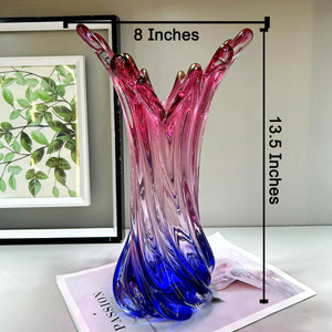 Rose Twilight Sculptural Handblown Glass Vase & Decorative showpiece