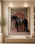 Black Stallion in Heritage Embossed Wall Painting for Home & Item for Wall Decoration ( 35.5 x 23.5 Inches )