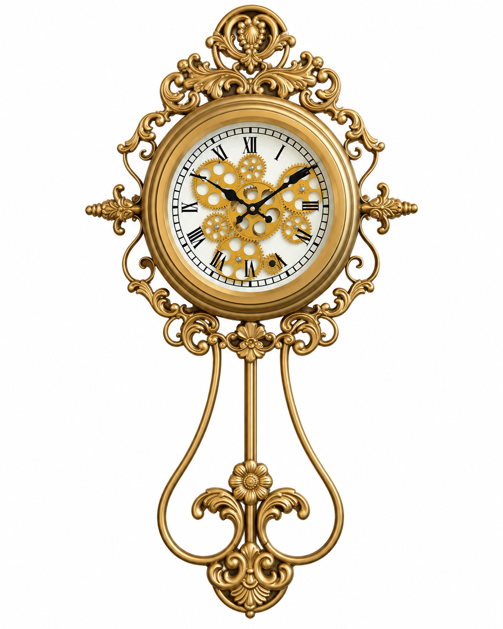 Majestic Era Luxury Designer Silent Movement Wall Clock With Moving Gear Mechanism