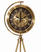 Lunar Timekeeper Luxury Designer Silent Movement Standing Clock With Moving Gear Mechanism (Steel Body)