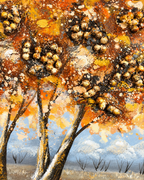 Path to the Hills Handmade Nature Painting For Home (With Golden Outer Floater Frame ) (27.5x55 Inches)