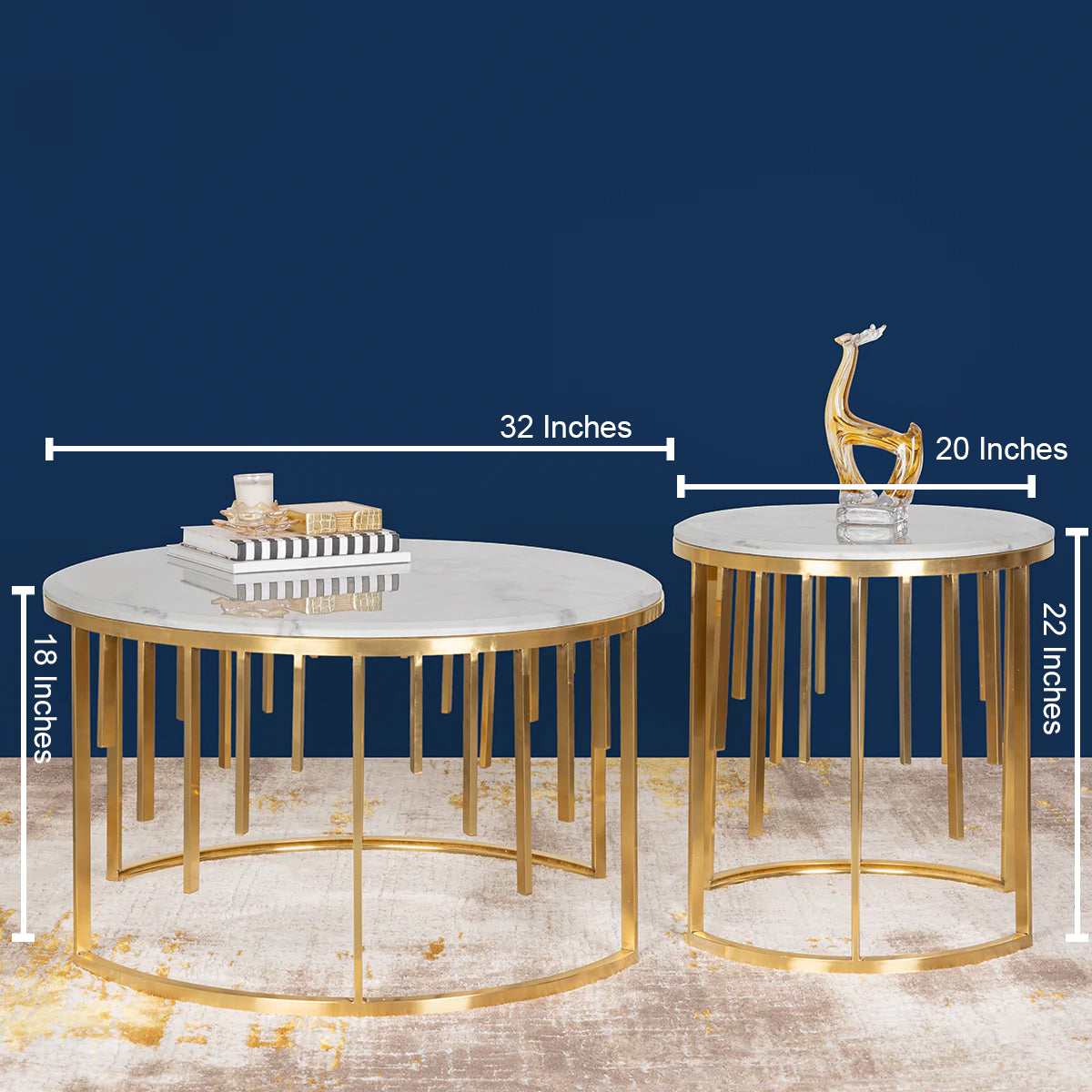 Golden Quasar Accent table - Set of 2 (Stainless Steel)
