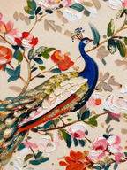 Peacock Meadow Hand painting for Home & Wall Decoration Item (With Outer Floater Frame) (59x19.5 Inches)