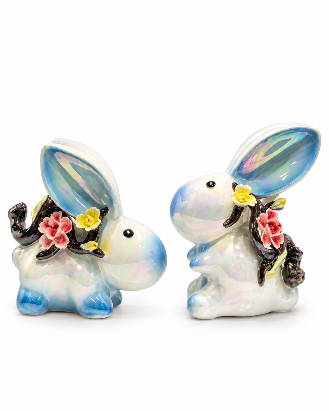 Blossom Bunny Home Decoration Showpiece - Blue