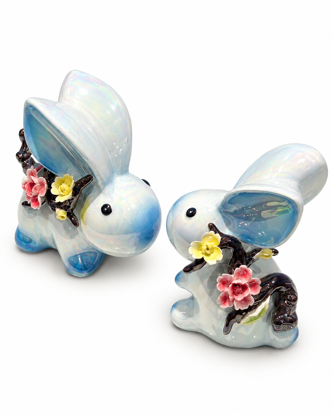 Blossom Bunny Home Decoration Showpiece - Blue