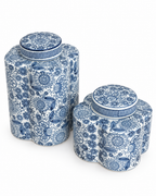 Floral Dynasty Decorative Vase For Home & Item for Home Decoration - Set of 2 (Blue Pottery)