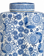 Floral Dynasty Decorative Vase For Home & Item for Home Decoration - Set of 2 (Blue Pottery)