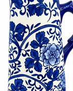 Flower Garden Pitcher Decorative Vase & Showpiece for Home & Item for Home Decoration (Blue Pottery)