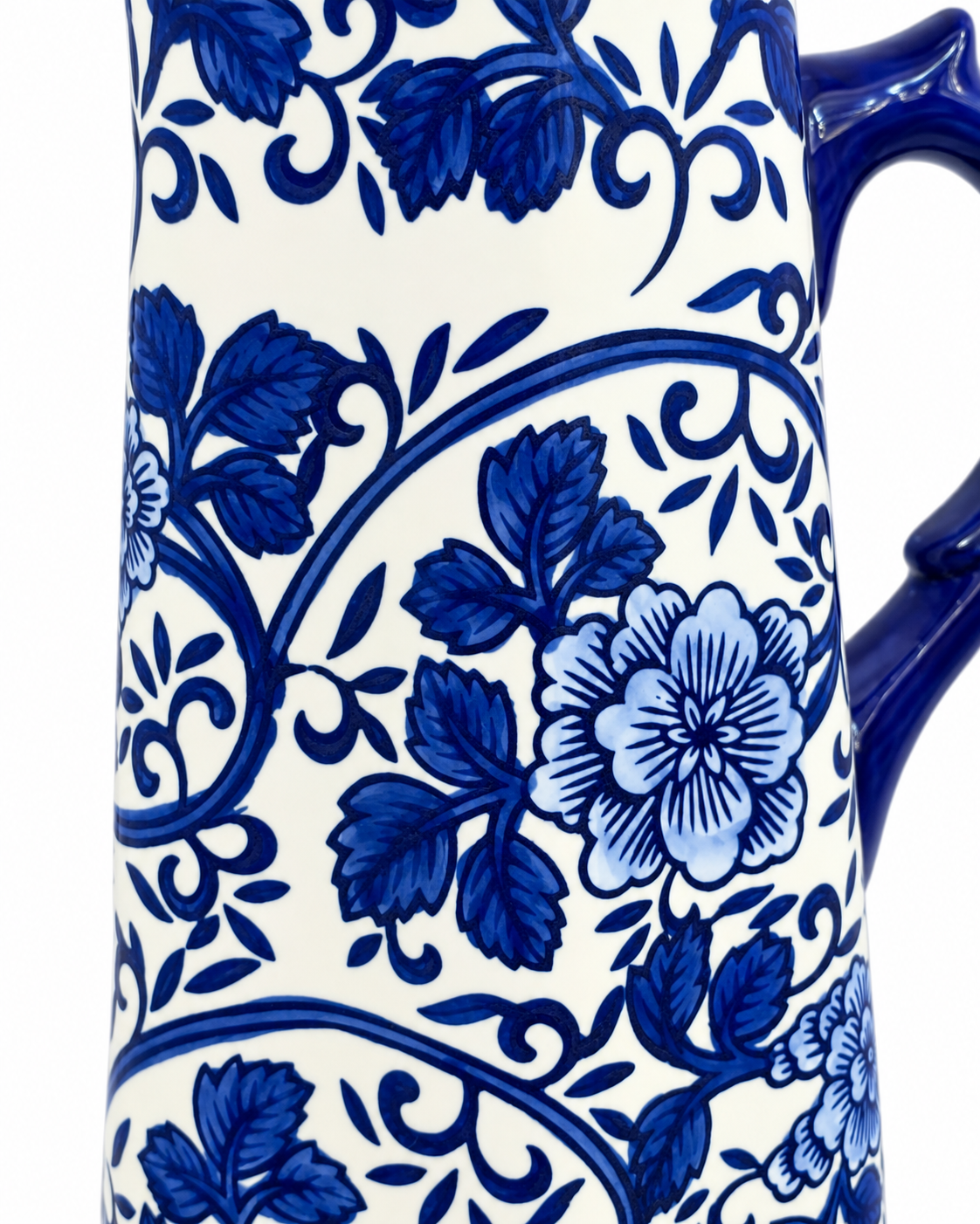 Flower Garden Pitcher Decorative Vase & Showpiece for Home & Item for Home Decoration (Blue Pottery)