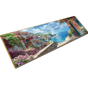 Mediterranean Garden Promenade  Crystal Glass Colorful Paintings for Living Room