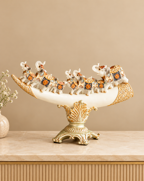 The Jaipur Royal Elephant Family Table Decoration Showpiece & Home Decoration Items