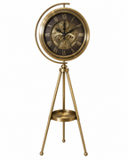 Lunar Timekeeper Luxury Designer Silent Movement Standing Clock With Moving Gear Mechanism (Steel Body)