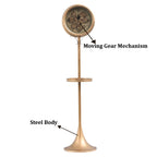 Golden Epoch Luxury Designer Standing Clock With Moving Gear Mechanism (Steel Body)