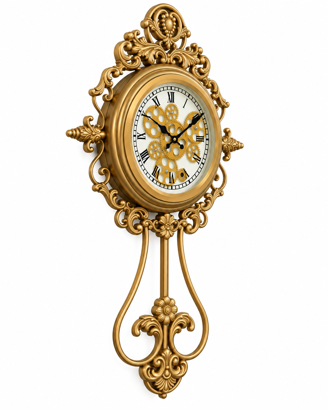 Majestic Era Luxury Designer Silent Movement Wall Clock With Moving Gear Mechanism