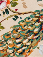 Peacock Meadow Hand painting for Home & Wall Decoration Item (With Outer Floater Frame) (59x19.5 Inches)