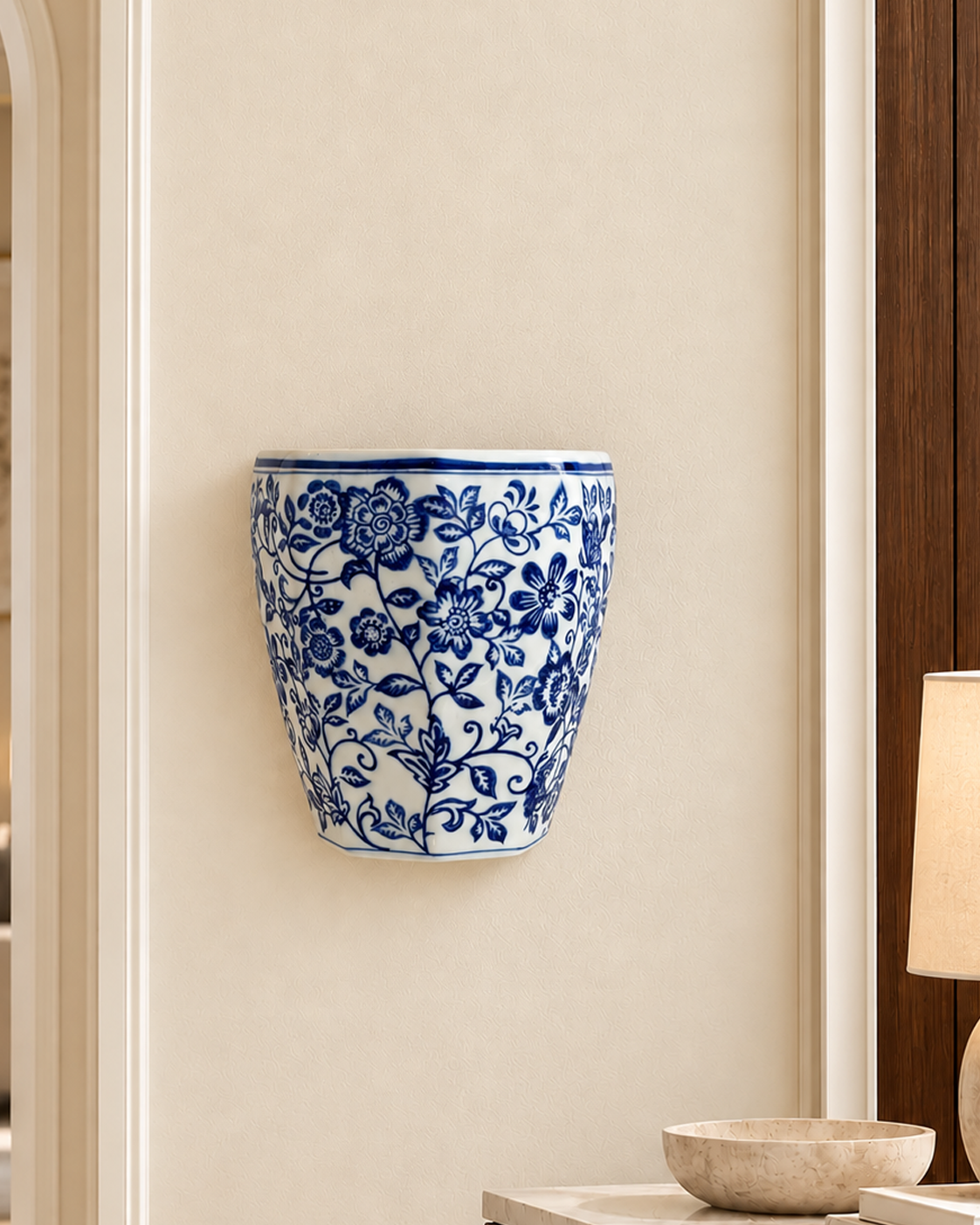 Fleur Elegance Decorative Wall Vase For Home & Item for Home Decoration (Blue Pottery