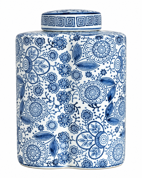 Floral Dynasty Decorative Vase For Home & Item for Home Decoration - Big (Blue Pottery)