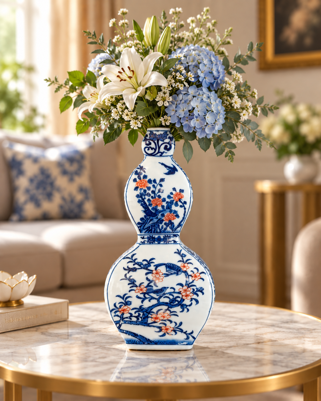 Garden Melody Decorative Vase & Showpiece for Home & Item for Home Decoration (Blue Pottery)