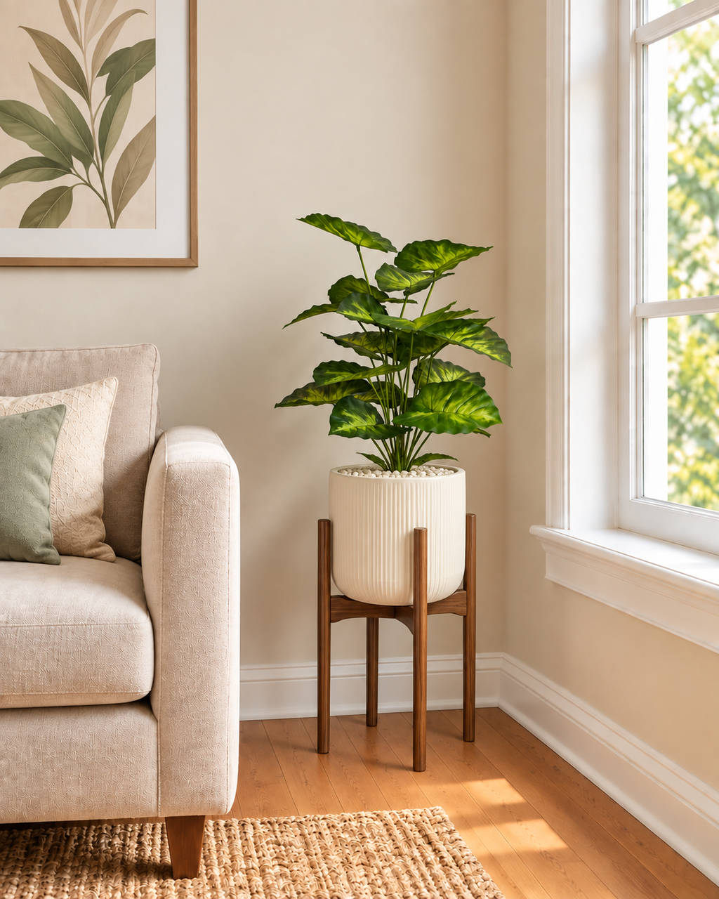 Sunlit Caladium Artificial Indoor Plant For Home ( 2.1 Feet ) (Natural Feel)